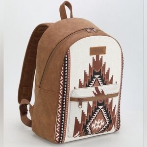 ​Wrangler Southwest Aztec Knitted Tapestry Rucksack Backpack Brown Western